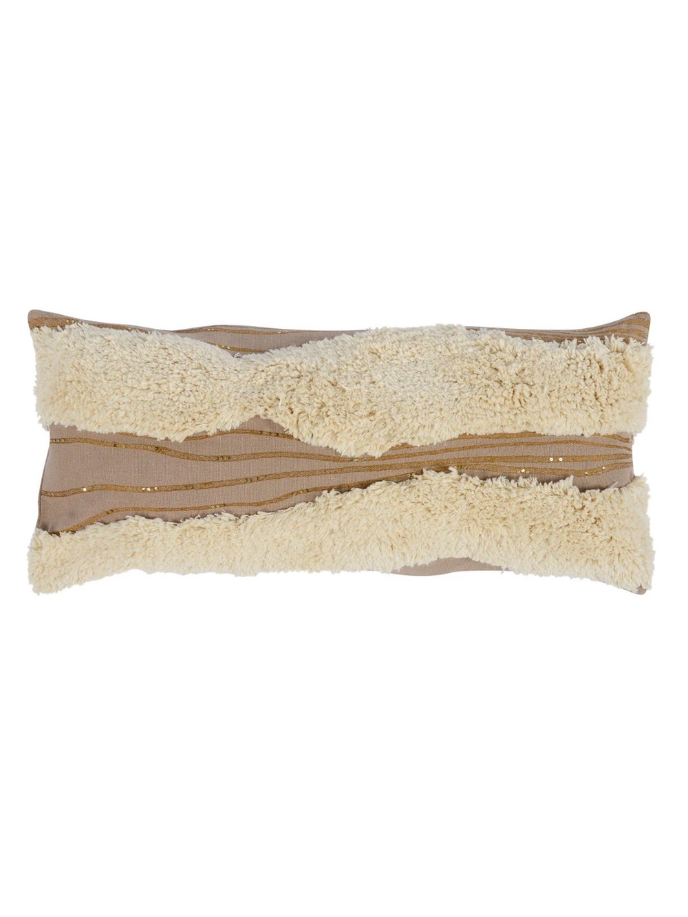 NWT VILLA Plush Sherpa Accent Pillow in Cream and Tan